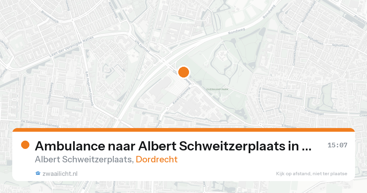 Ambulance naar Albert Schweitzerplaats in Dordrecht — 20 aug 2026