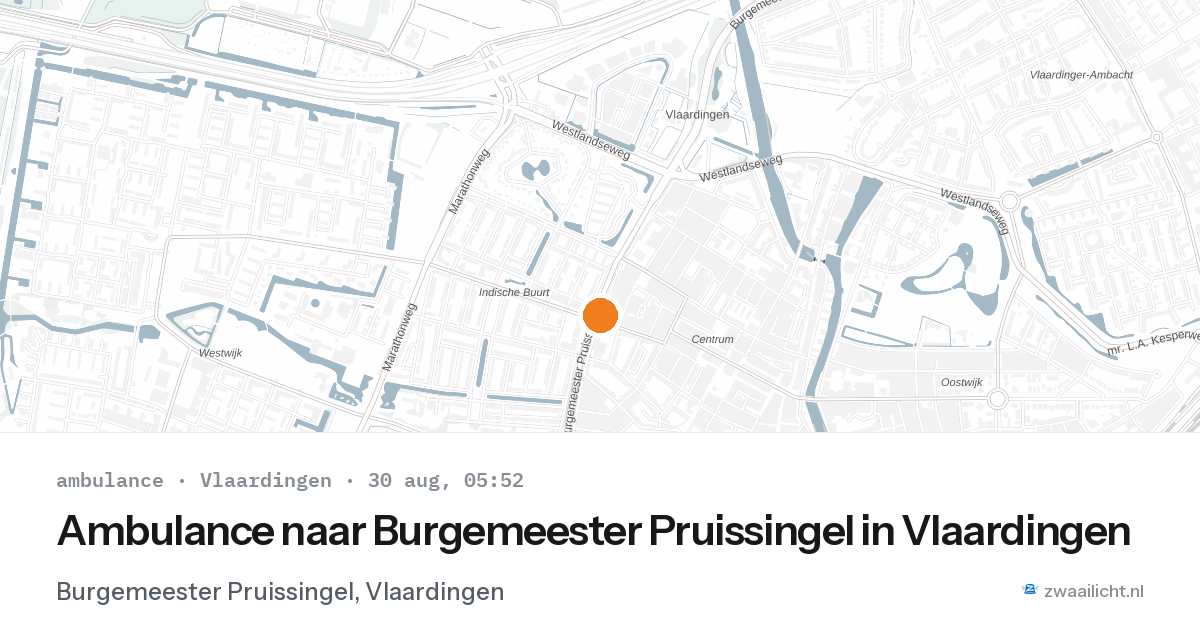 Ambulance naar Burgemeester Pruissingel in Vlaardingen — 30 aug 2026