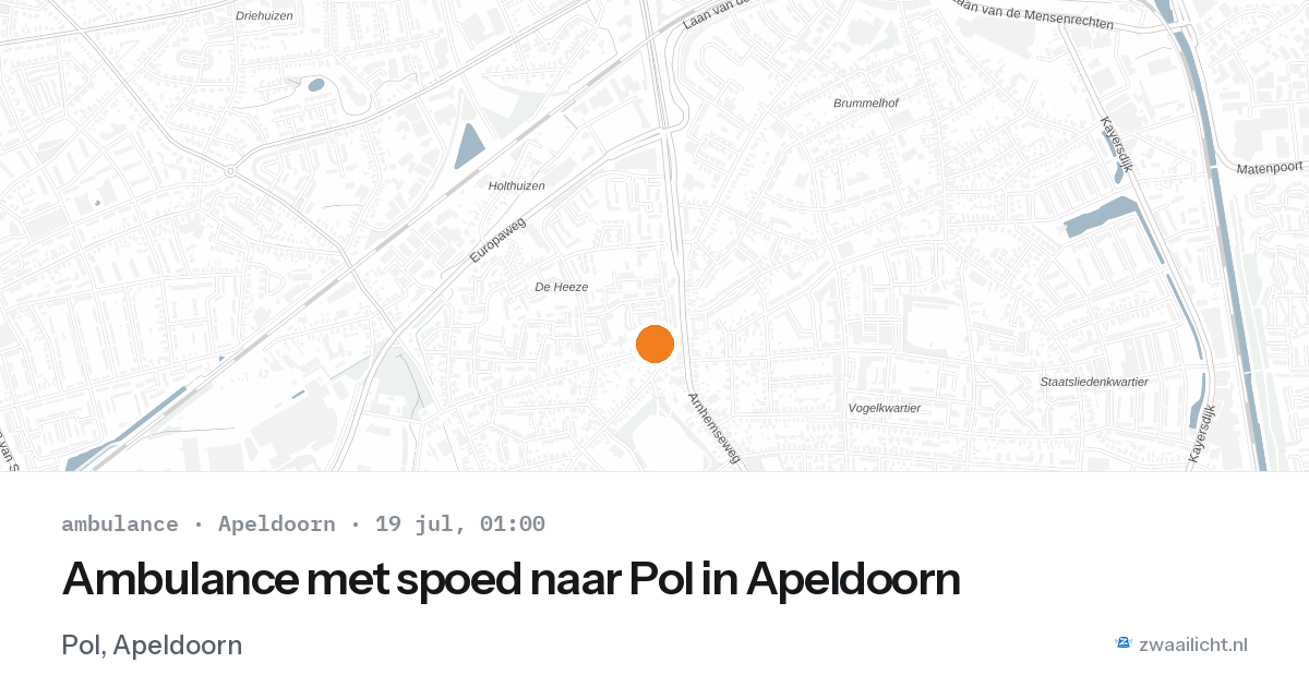 Ambulance met spoed naar Pol in Apeldoorn — 18 jul 2026