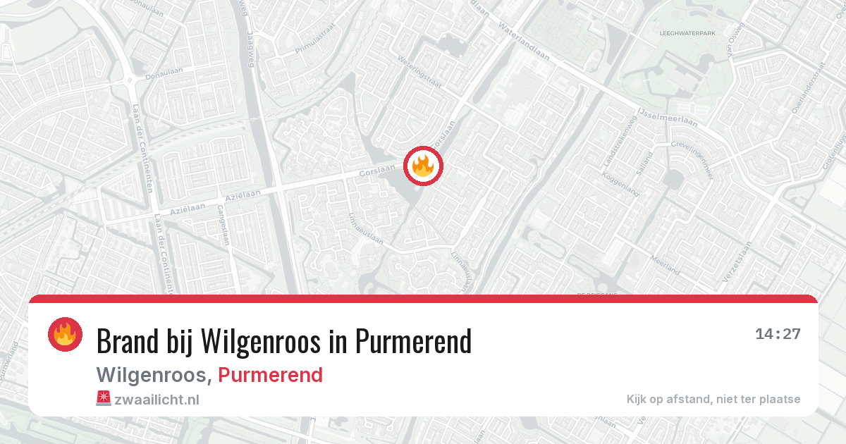 Brand bij Wilgenroos in Purmerend — 18 jul 2026