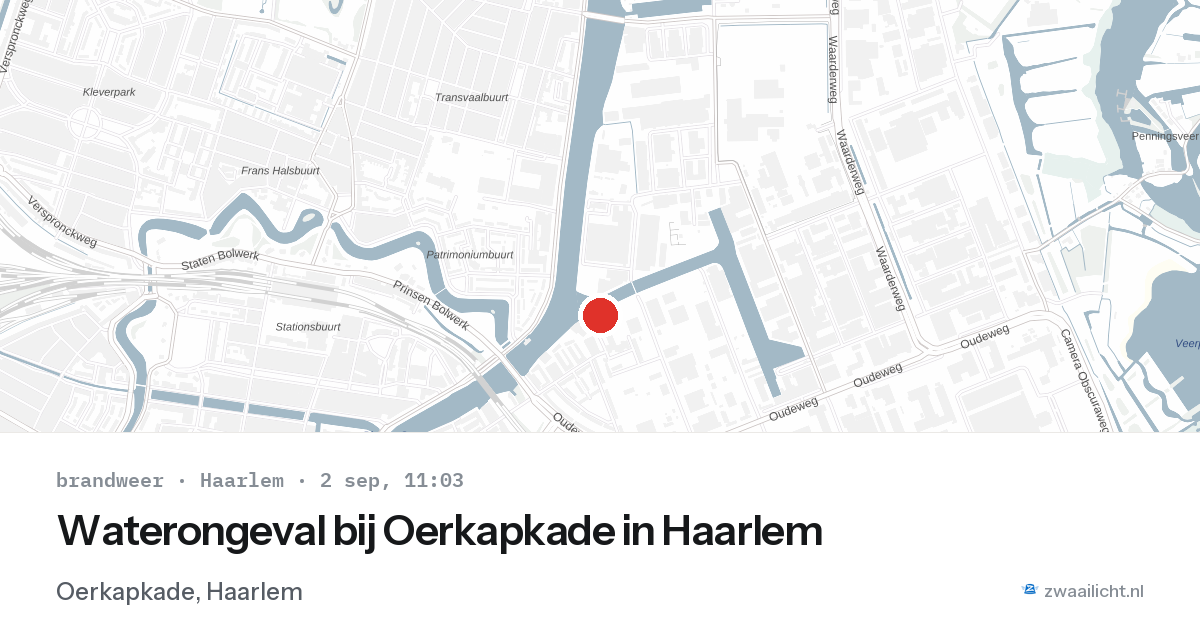 Waterongeval bij Oerkapkade in Haarlem — 2 sep 2026
