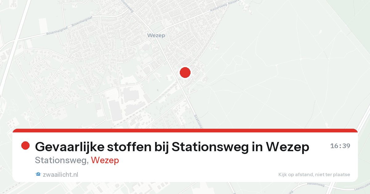 Gevaarlijke stoffen bij Stationsweg in Wezep — 13 aug 2026
