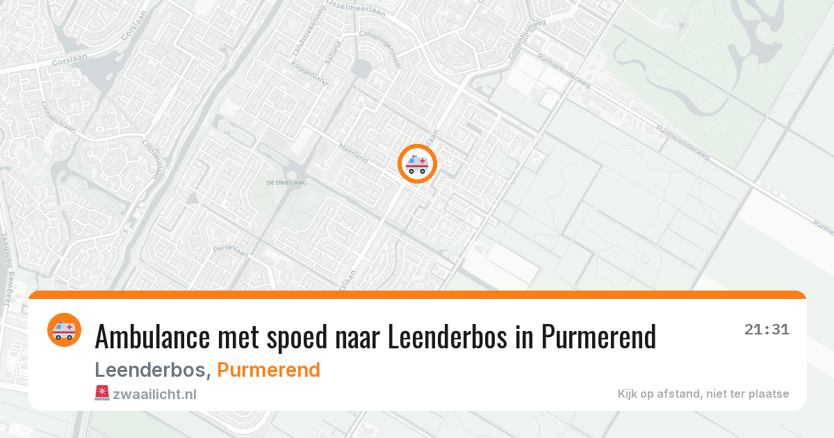 Ambulance met spoed naar Leenderbos in Purmerend — 21 apr 2026
