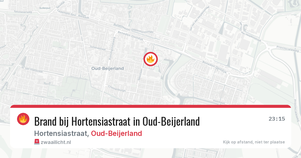 Brand bij Hortensiastraat in Oud-Beijerland — 24 jun 2026