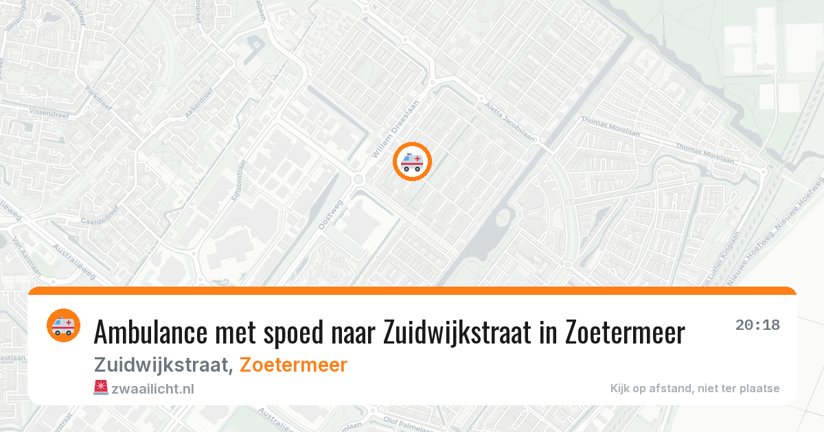 Ambulance met spoed naar Zuidwijkstraat in Zoetermeer — 18 mei 2026