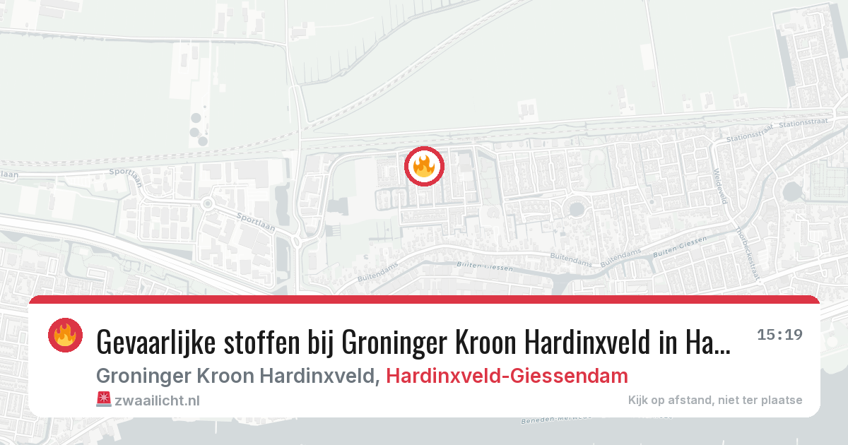 Gevaarlijke stoffen bij Groninger Kroon Hardinxveld in Hardinxveld-Giessendam — 1 apr 2026