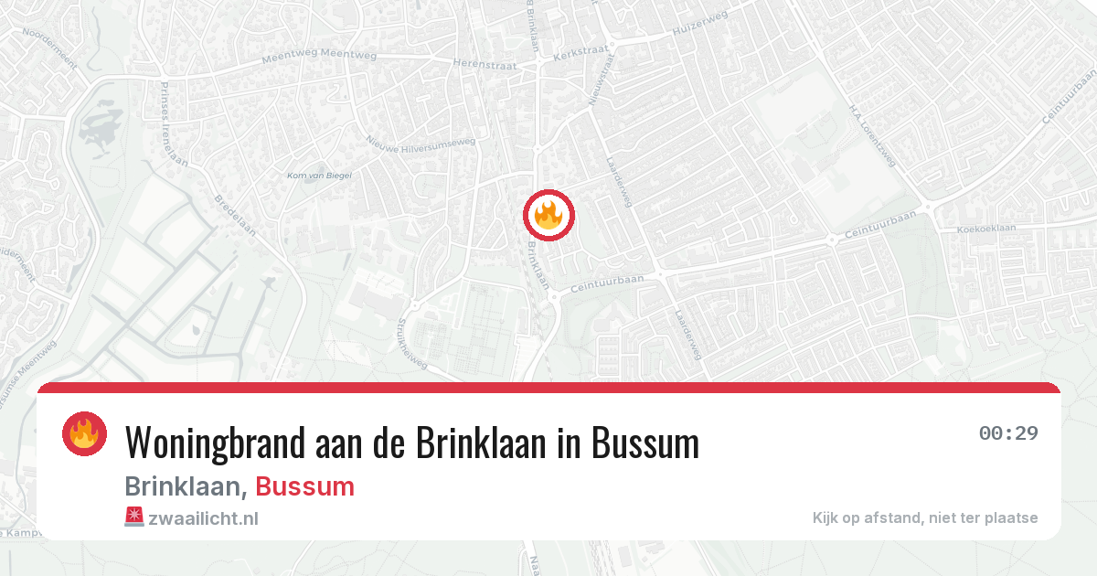 Woningbrand aan de Brinklaan in Bussum — 16 jun 2026