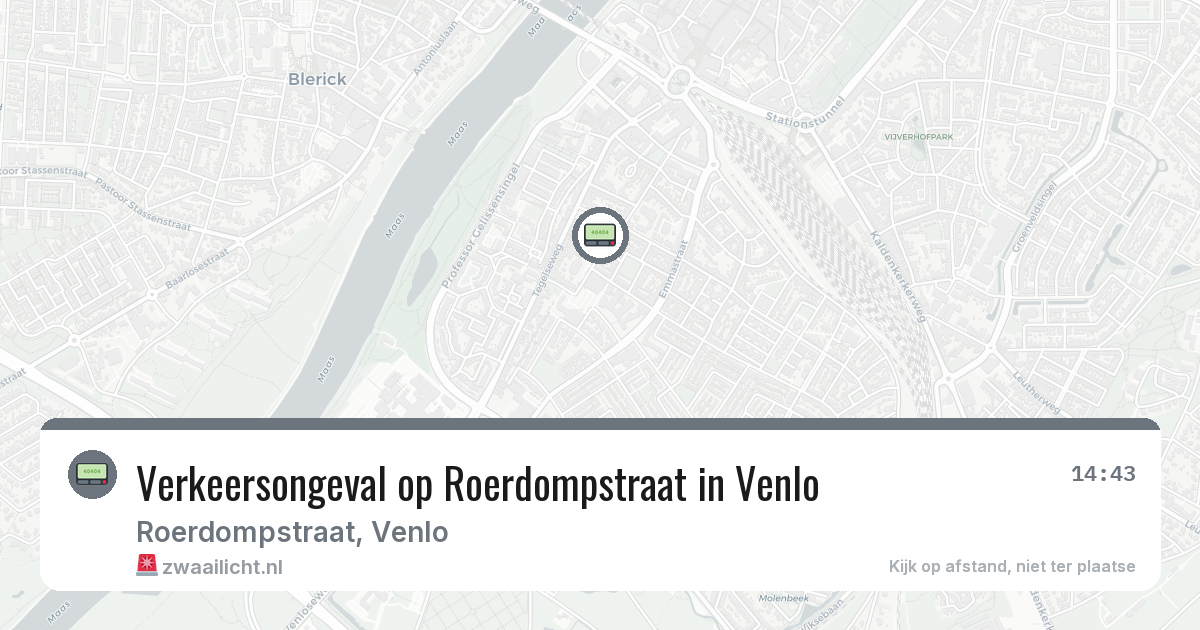 Verkeersongeval op Roerdompstraat in Venlo — 12 jun 2026