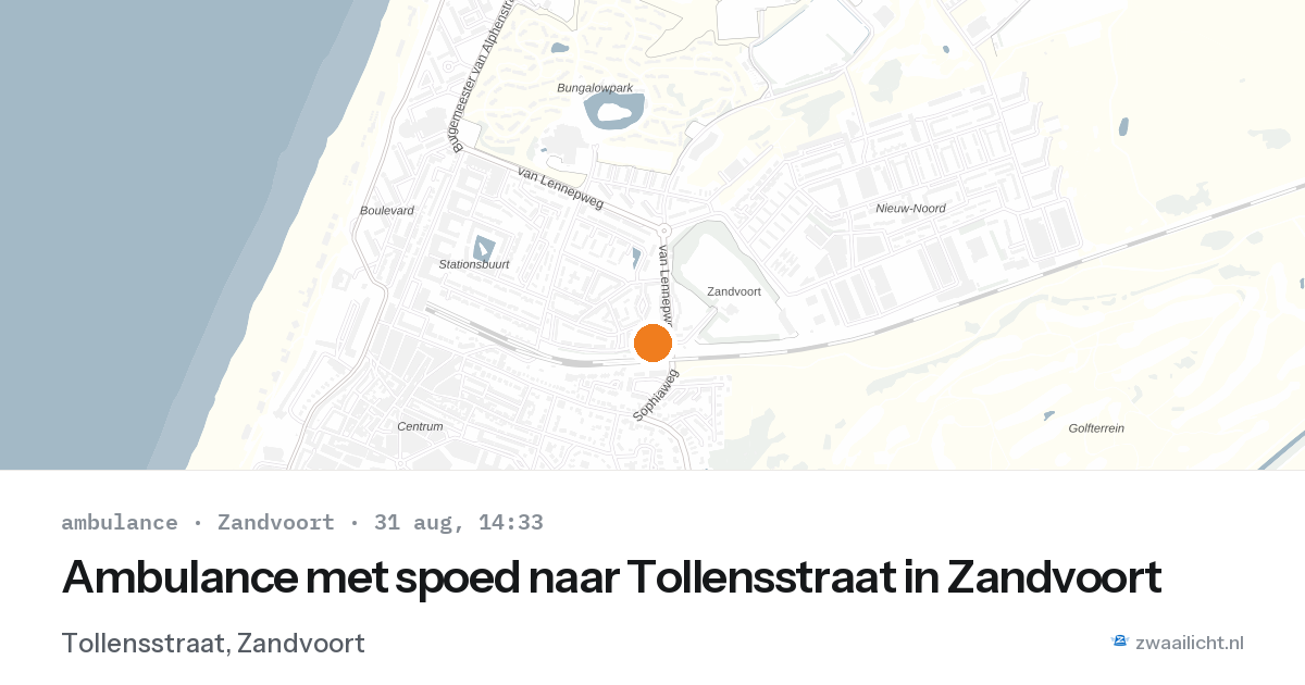 Ambulance met spoed naar Tollensstraat in Zandvoort — 31 aug 2026