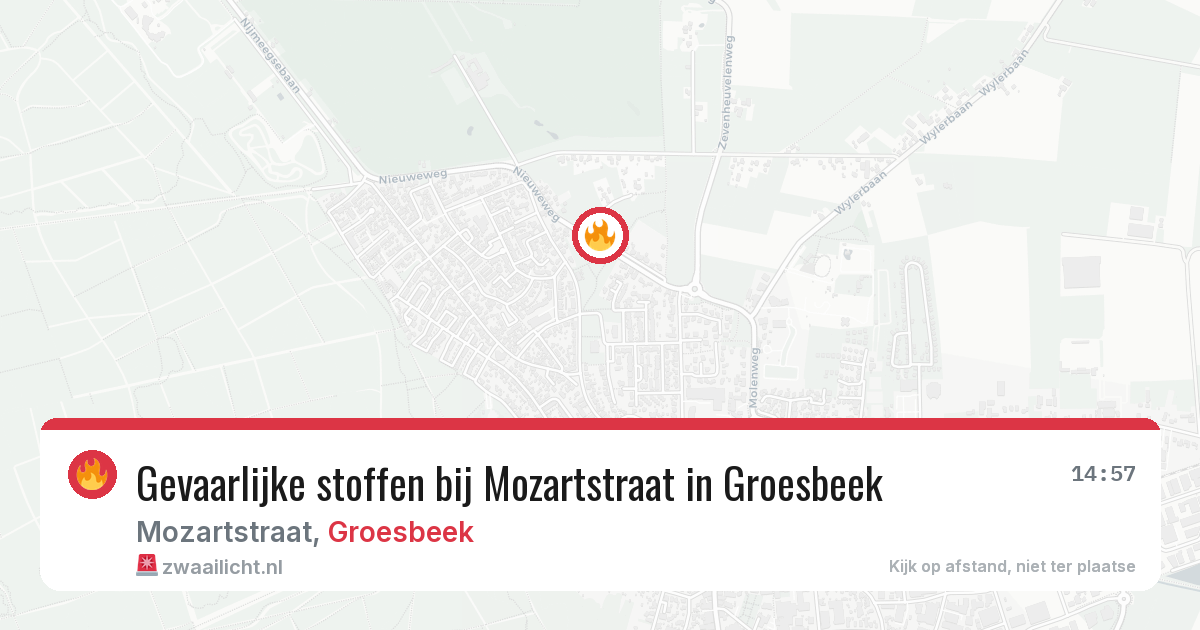 Gevaarlijke stoffen bij Mozartstraat in Groesbeek — 20 apr 2026