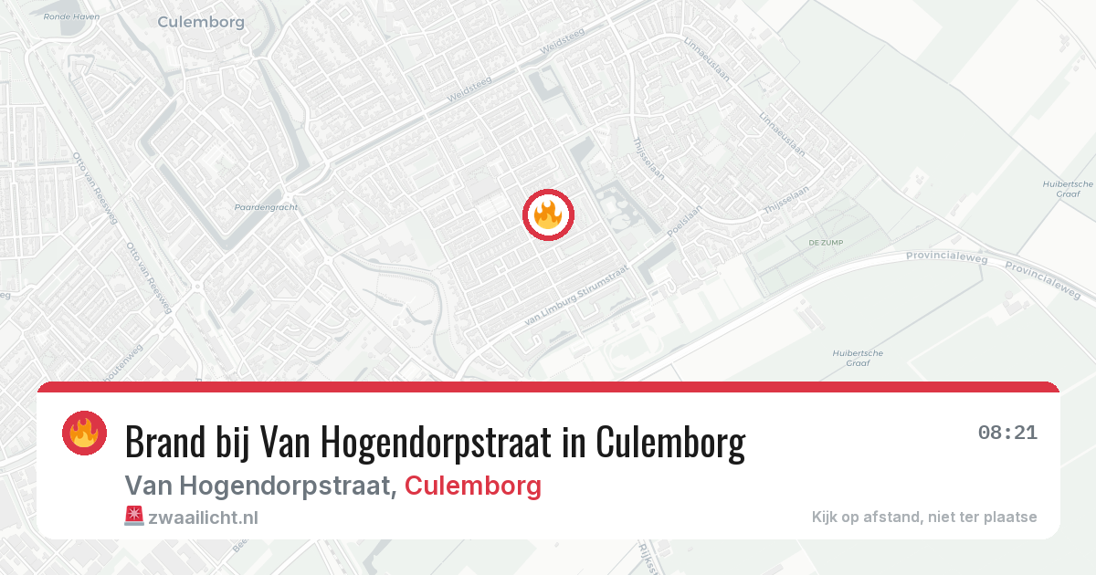 Brand bij Van Hogendorpstraat in Culemborg — 19 jul 2026