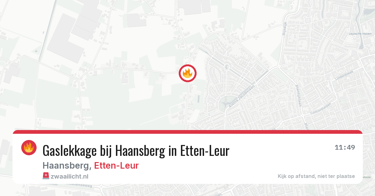 Gaslekkage bij Haansberg in Etten-Leur — 23 jun 2026