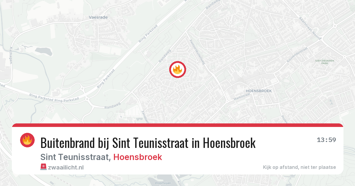 Buitenbrand bij Sint Teunisstraat in Hoensbroek — 6 aug 2026