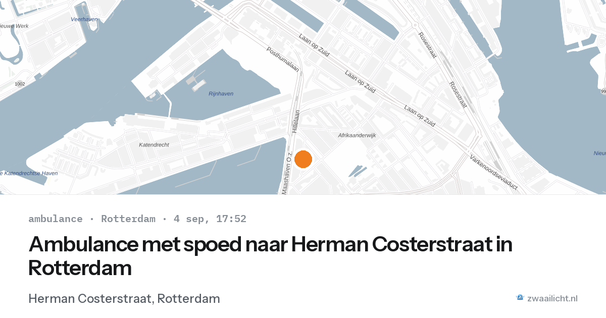Ambulance met spoed naar Herman Costerstraat in Rotterdam — 4 sep 2026