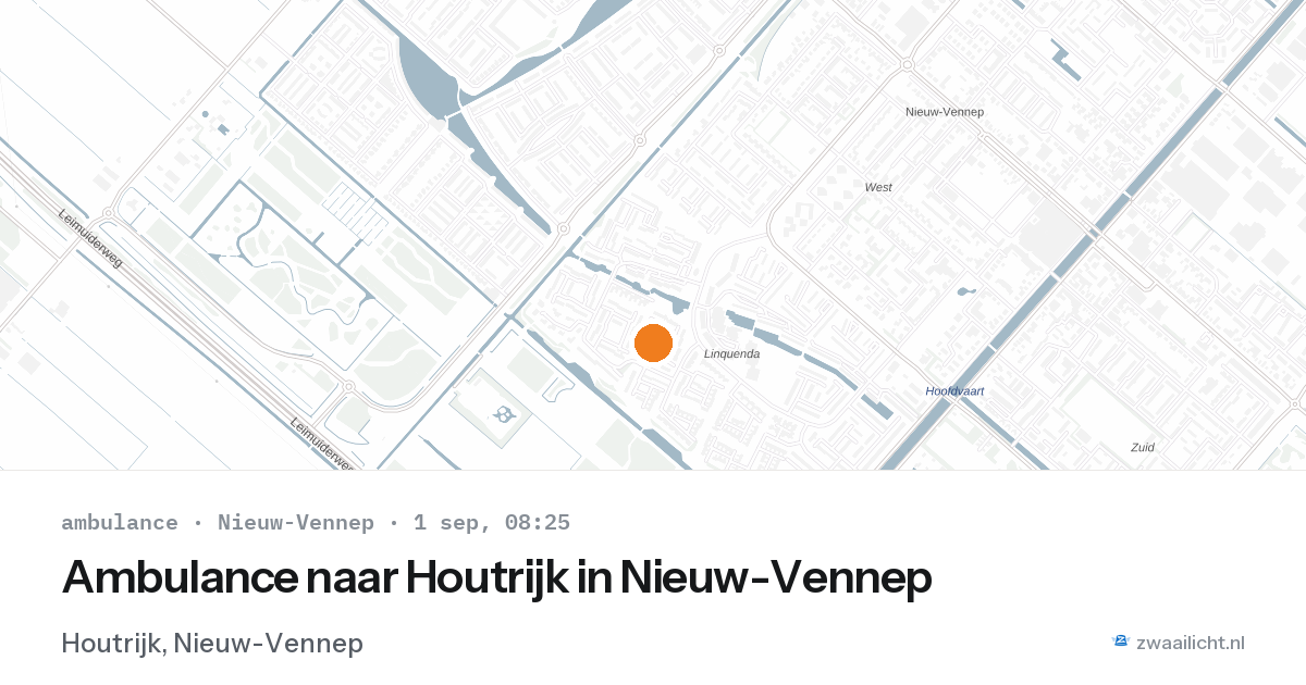 Ambulance naar Houtrijk in Nieuw-Vennep — 1 sep 2026