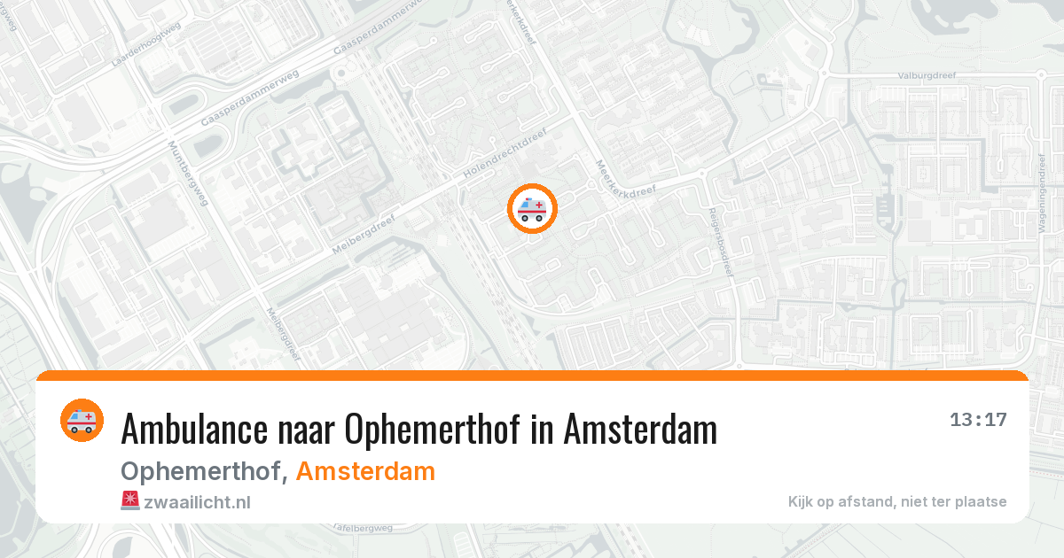 Ambulance naar Ophemerthof in Amsterdam — 13 aug 2026