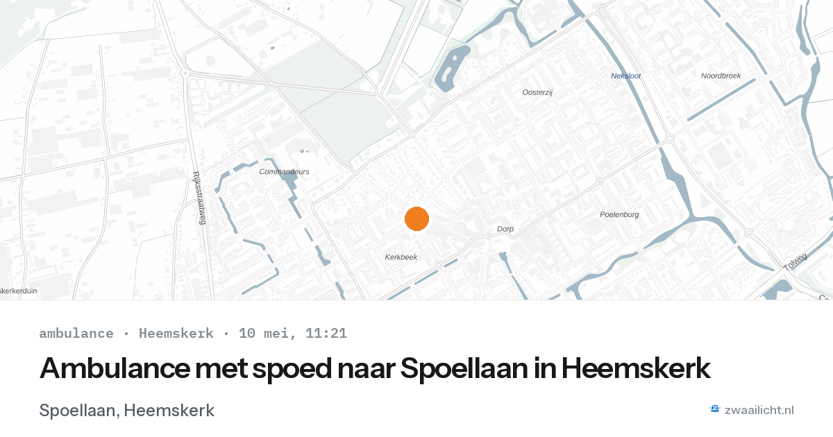 Ambulance met spoed naar Spoellaan in Heemskerk — 10 mei 2026