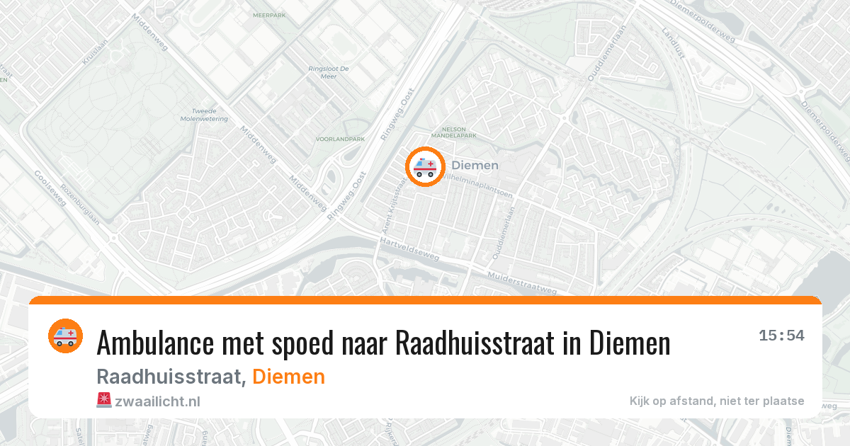 Ambulance met spoed naar Raadhuisstraat in Diemen — 10 aug 2026
