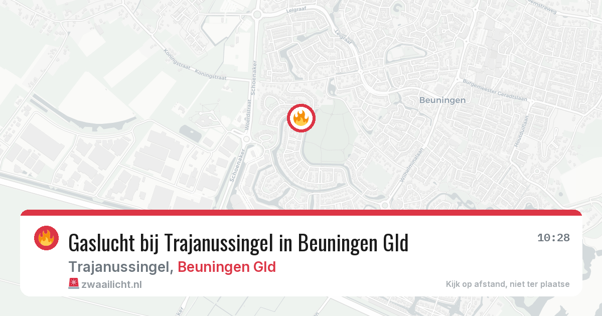 Gaslucht bij Trajanussingel in Beuningen Gld — 4 aug 2026