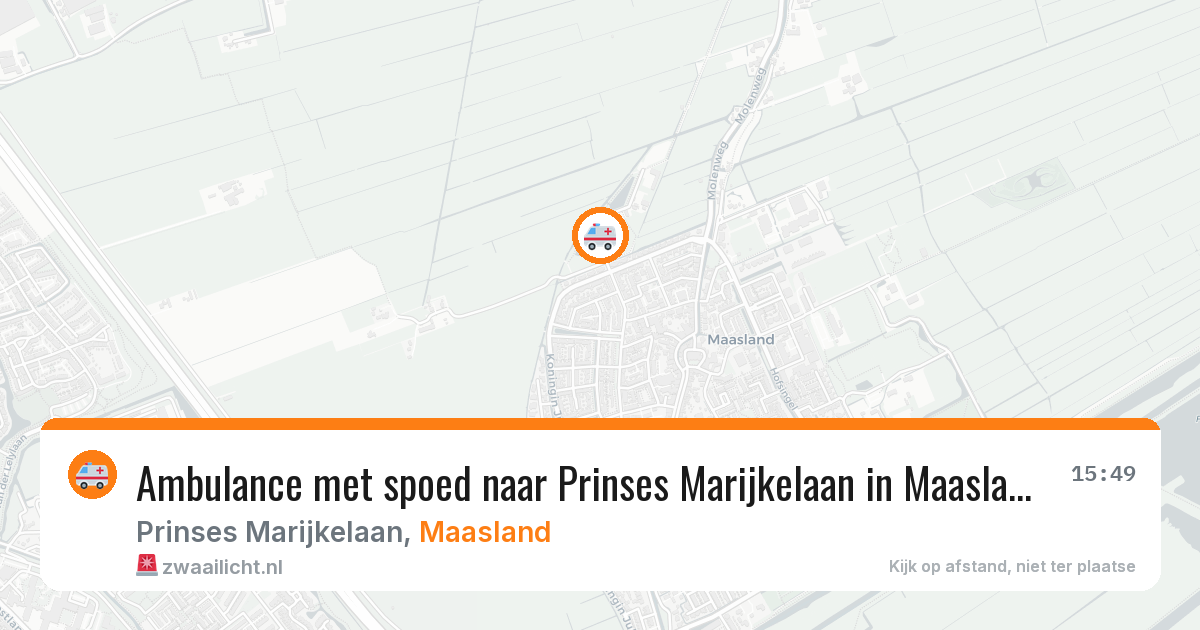 Ambulance met spoed naar Prinses Marijkelaan in Maasland — 23 mrt 2026