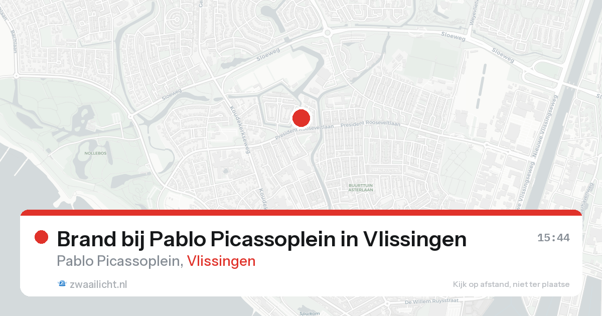 Brand bij Pablo Picassoplein in Vlissingen — 17 aug 2026