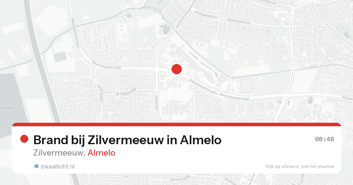 Brand bij Zilvermeeuw in Almelo — 13 aug 2026
