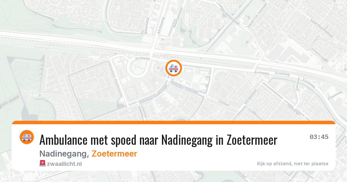 Ambulance met spoed naar Nadinegang in Zoetermeer — 15 aug 2026