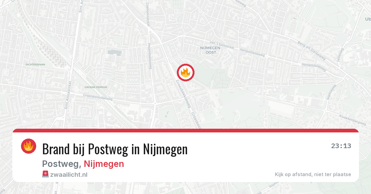 Brand bij Postweg in Nijmegen — 15 jul 2026