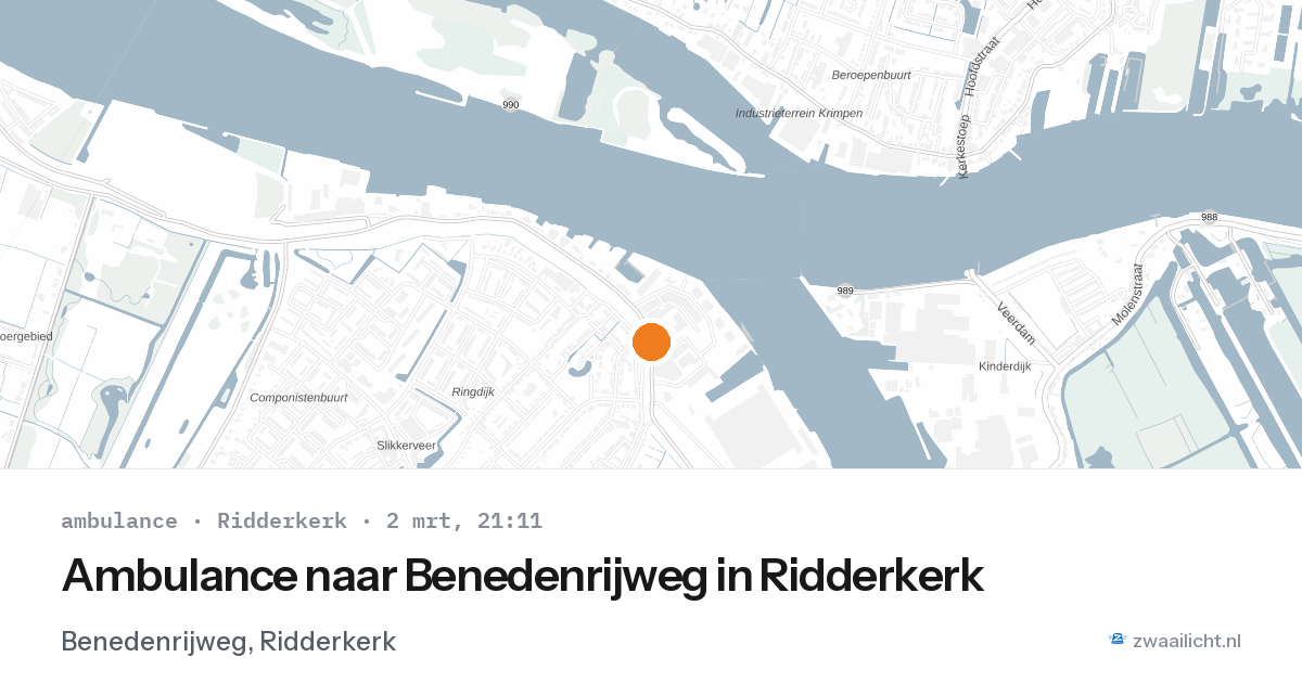Ambulance naar Benedenrijweg in Ridderkerk — 2 mrt 2026