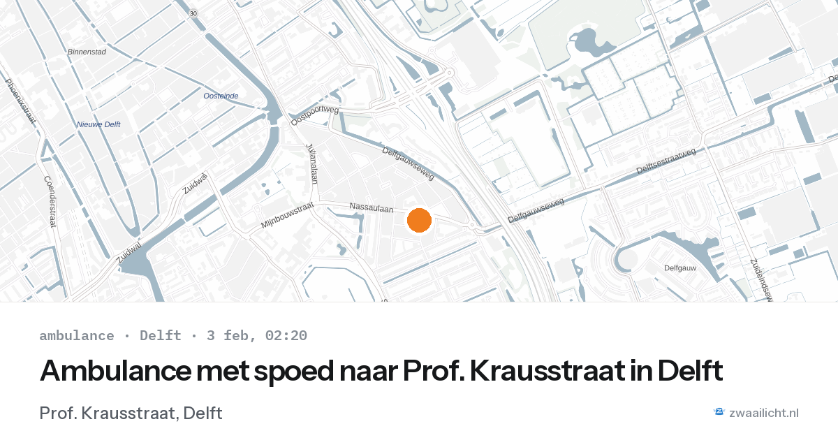 Ambulance met spoed naar Prof. Krausstraat in Delft — 3 feb 2026