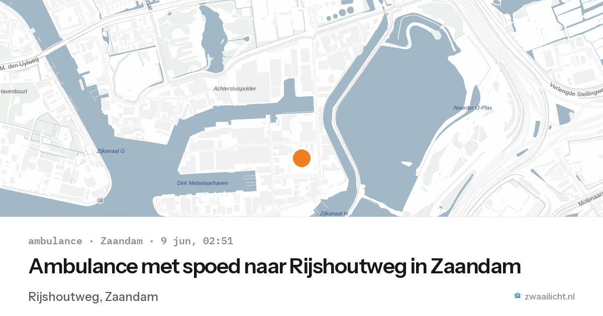 Ambulance met spoed naar Rijshoutweg in Zaandam — 9 jun 2026