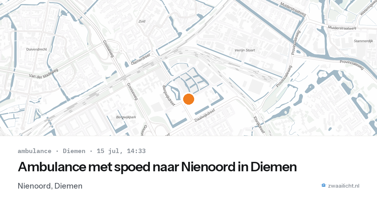 Ambulance met spoed naar Nienoord in Diemen — 15 jul 2026
