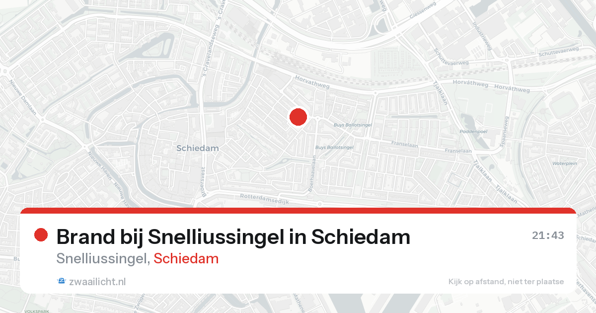 Brand bij Snelliussingel in Schiedam — 20 aug 2026