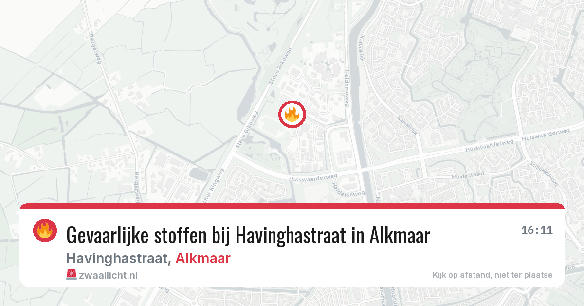 Gevaarlijke stoffen bij Havinghastraat in Alkmaar — 28 jul 2026