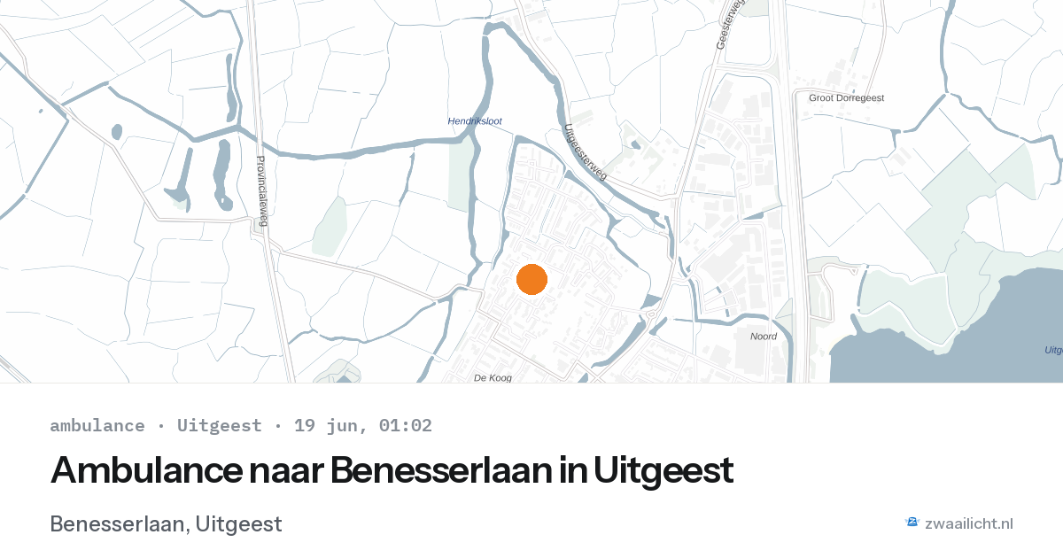 Ambulance naar Benesserlaan in Uitgeest — 18 jun 2026