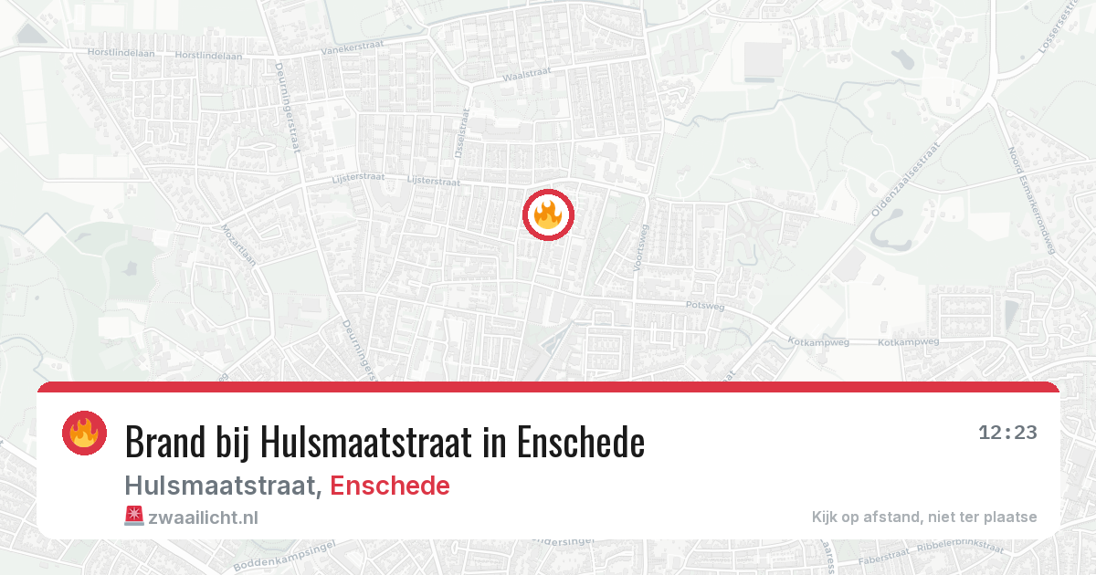 Brand bij Hulsmaatstraat in Enschede — 29 jul 2026