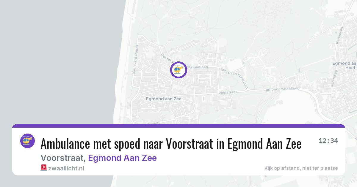 Ambulance met spoed naar Voorstraat in Egmond Aan Zee — 22 apr 2026