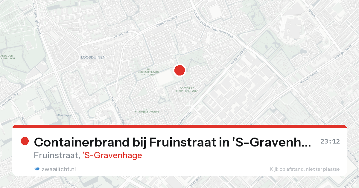 Containerbrand bij Fruinstraat in 'S-Gravenhage — 15 aug 2026
