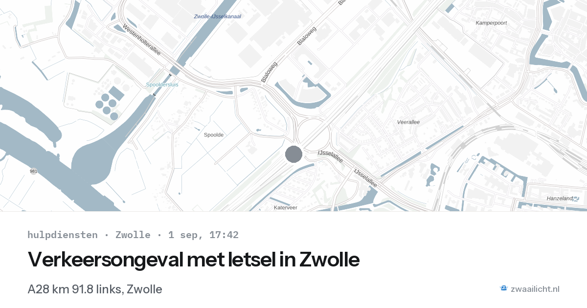 Verkeersongeval met letsel in Zwolle — 1 sep 2026