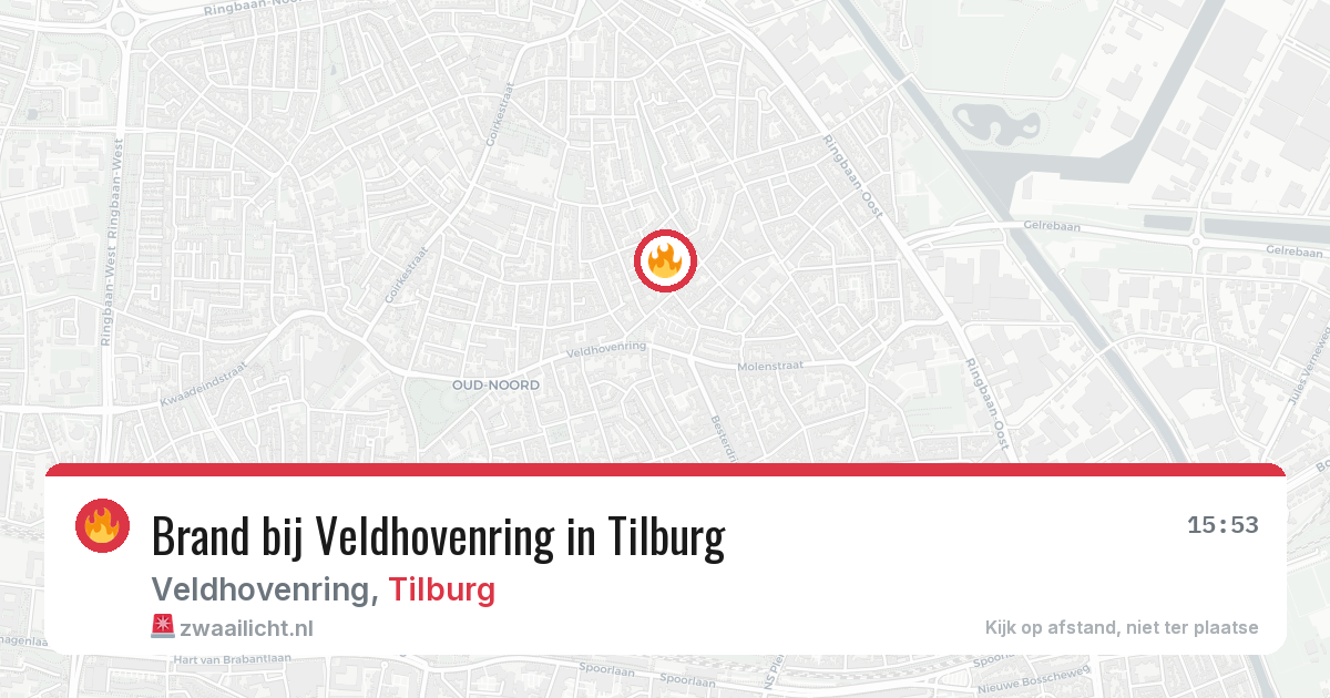 Brand bij Veldhovenring in Tilburg — 23 mei 2026