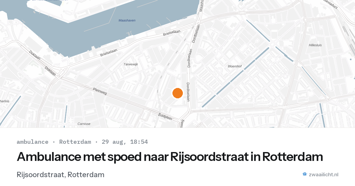 Ambulance met spoed naar Rijsoordstraat in Rotterdam — 29 aug 2026