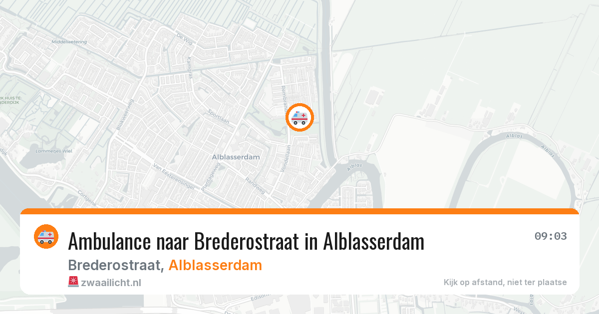 Ambulance naar Brederostraat in Alblasserdam — 6 aug 2026