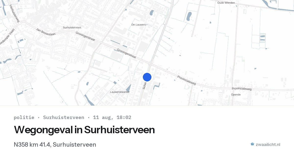 Wegongeval in Surhuisterveen — 11 aug 2026