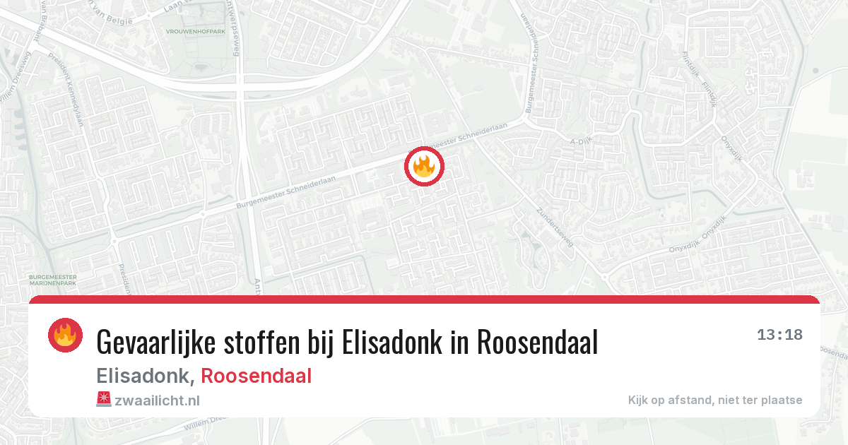 Gevaarlijke stoffen bij Elisadonk in Roosendaal — 10 jul 2026