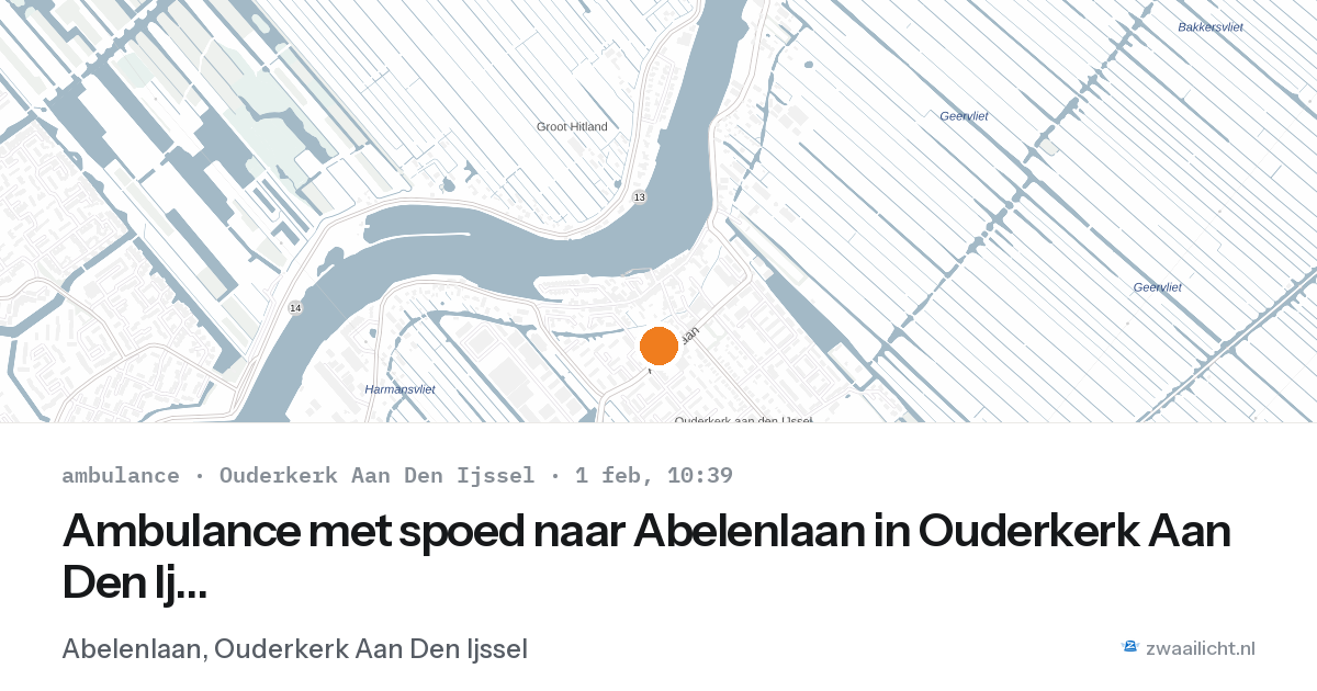 Ambulance met spoed naar Abelenlaan in Ouderkerk Aan Den Ijssel — 1 feb 2026