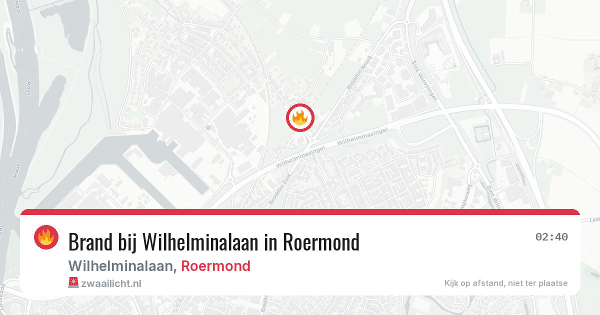 Brand bij Wilhelminalaan in Roermond — 13 jun 2026
