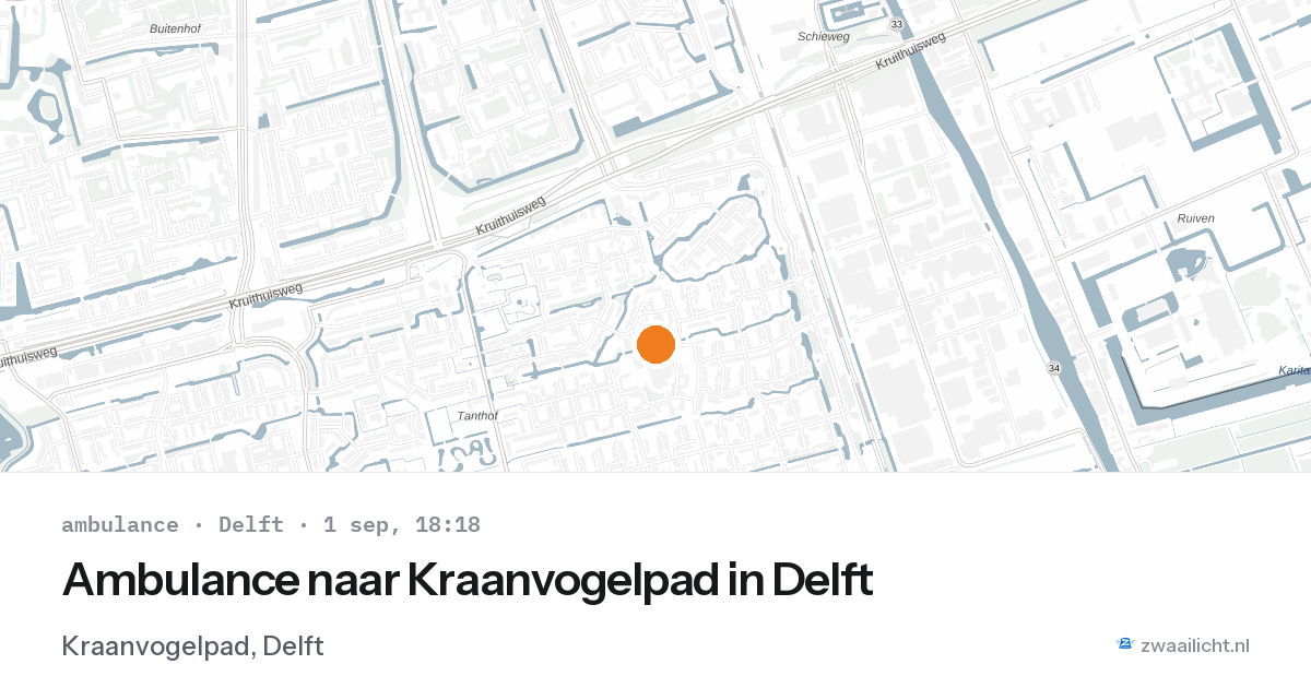 Ambulance naar Kraanvogelpad in Delft — 1 sep 2026