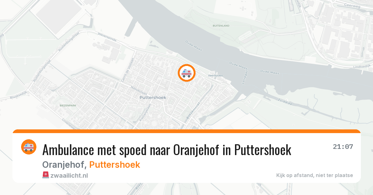 Ambulance met spoed naar Oranjehof in Puttershoek — 10 mei 2026