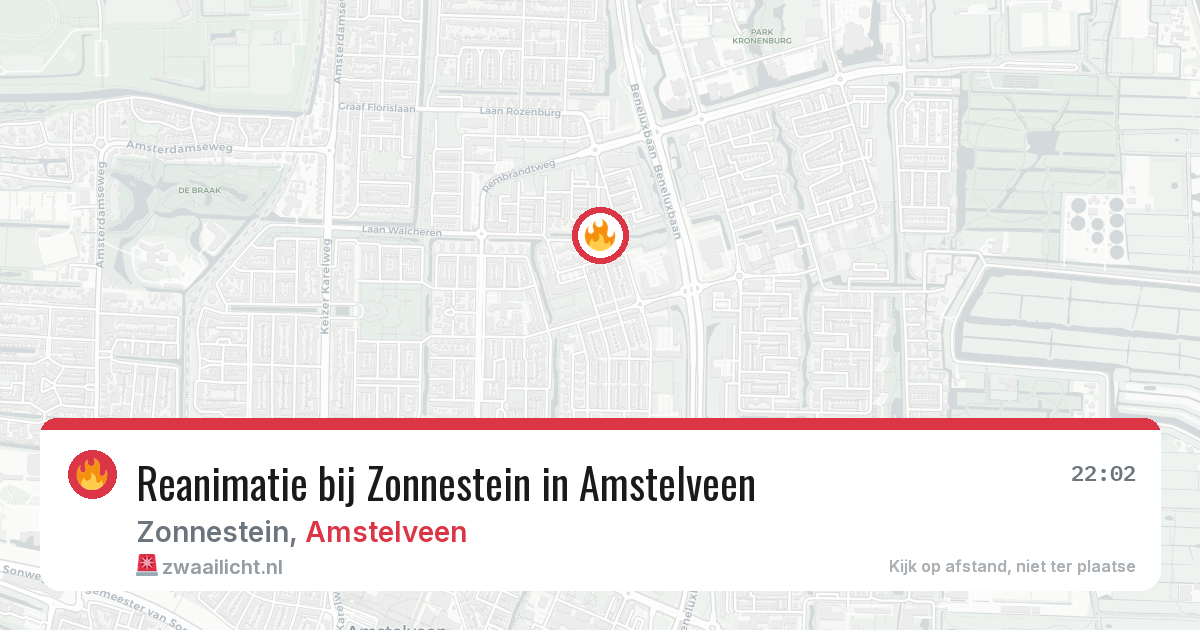 Reanimatie bij Zonnestein in Amstelveen — 11 aug 2026