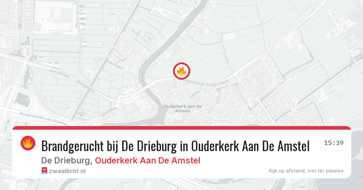 Brandgerucht bij De Drieburg in Ouderkerk Aan De Amstel — 25 jul 2026